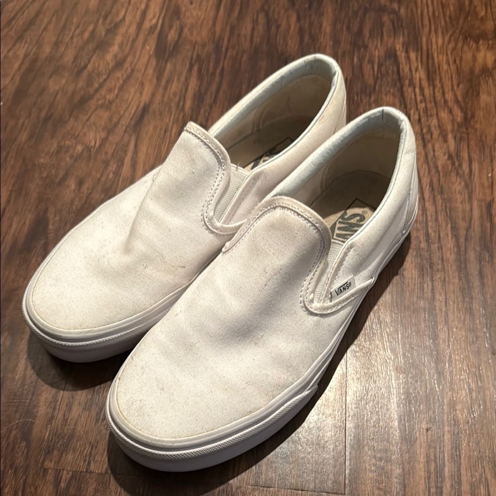 Vans White Slip-On Loafers with Elastic Panels